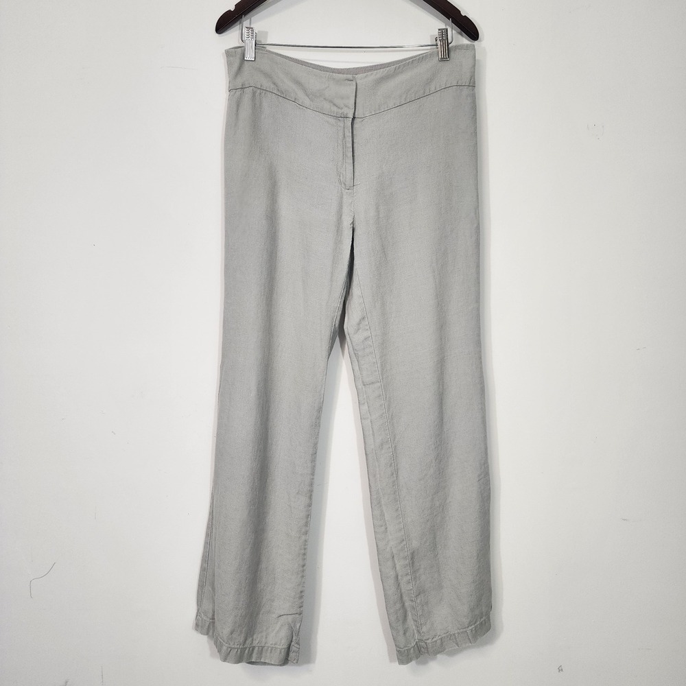 Eileen Fisher Linen Pants Women 8 Gray Wide Leg Minimalist Casual coastal - Picture 2 of 11